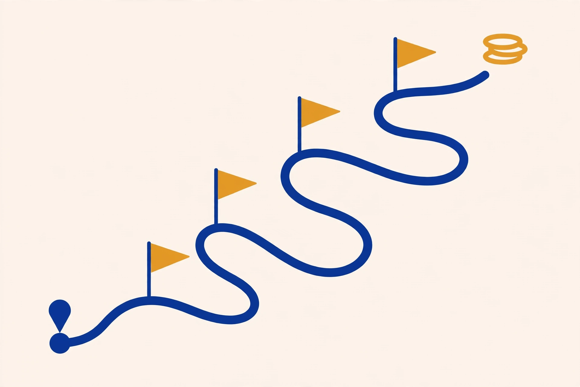 Concept illustration of a step-by-step roadmap path with milestones