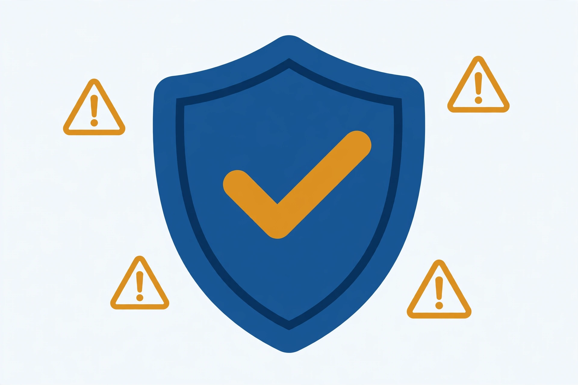 Concept illustration of a shield with a checkmark symbolizing scam safety